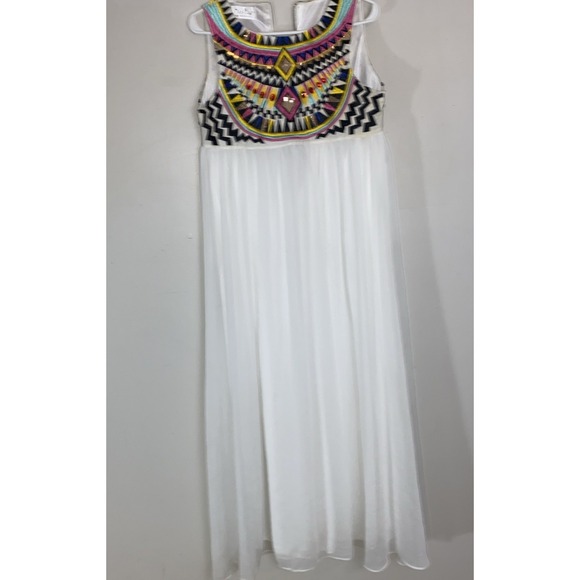 Sherri Hill Dresses & Skirts - Embroidered Aztec Flowy Chiffon Dress  Formal Prom Gown Vivi Party Princess Med